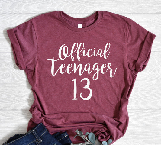 13th Birthday Shirt, Burgundy